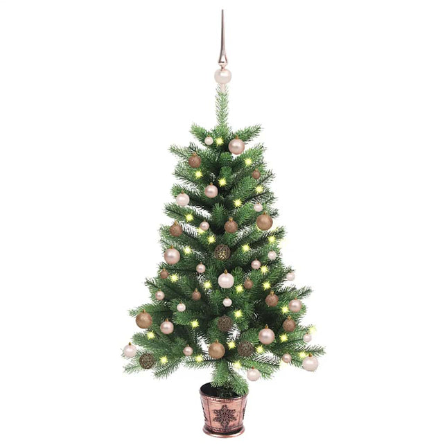 kunstigt juletræ med lys og kuglesæt 90 cm grøn