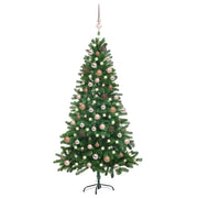 kunstigt juletræ med lys og kuglesæt 150 cm grøn