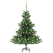 kunstigt juletræ nordmannsgran LED og kuglesæt 180 cm grøn