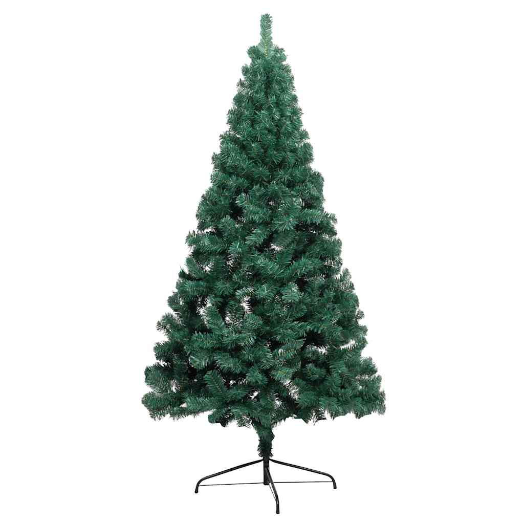 kunstigt halvt juletræ med lys og kuglesæt 120 cm grøn