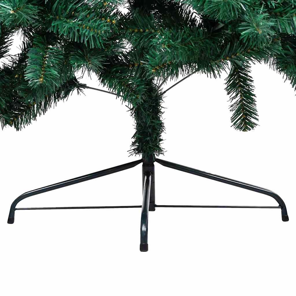 kunstigt halvt juletræ med lys og kuglesæt 120 cm grøn