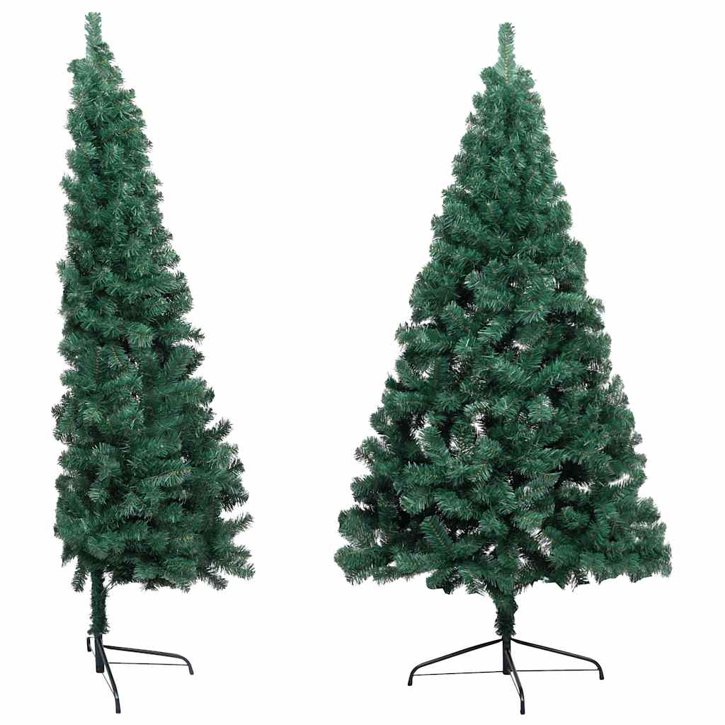 kunstigt halvt juletræ med lys og kuglesæt 180 cm grøn