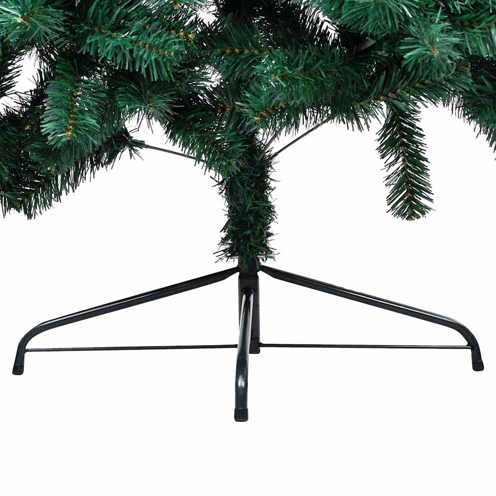 kunstigt halvt juletræ med lys og kuglesæt 180 cm grøn