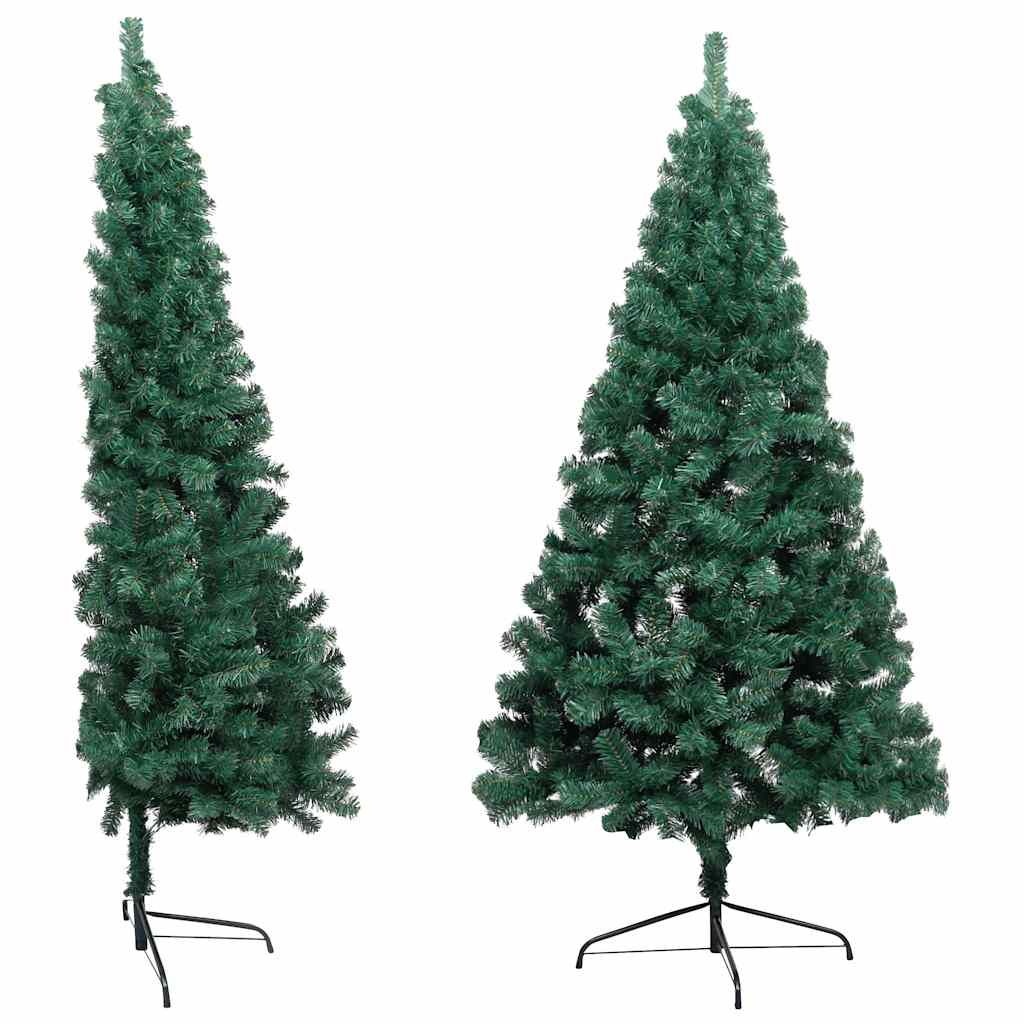 kunstigt halvt juletræ med lys og kuglesæt 210 cm grøn
