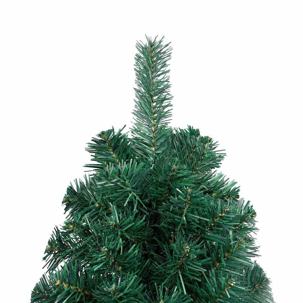 kunstigt halvt juletræ med lys og kuglesæt 240 cm grøn