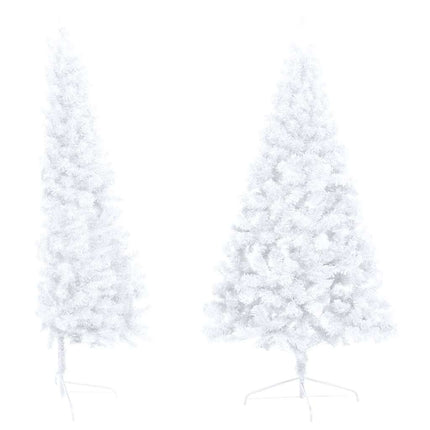 kunstigt halvt juletræ med lys og kuglesæt 150 cm hvid