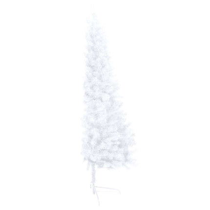 kunstigt halvt juletræ med lys og kuglesæt 150 cm hvid