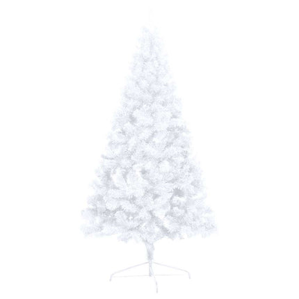kunstigt halvt juletræ med lys og kuglesæt 150 cm hvid