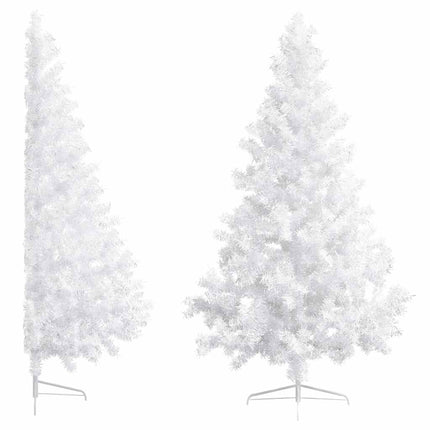 kunstigt halvt juletræ med lys og kuglesæt 210 cm hvid