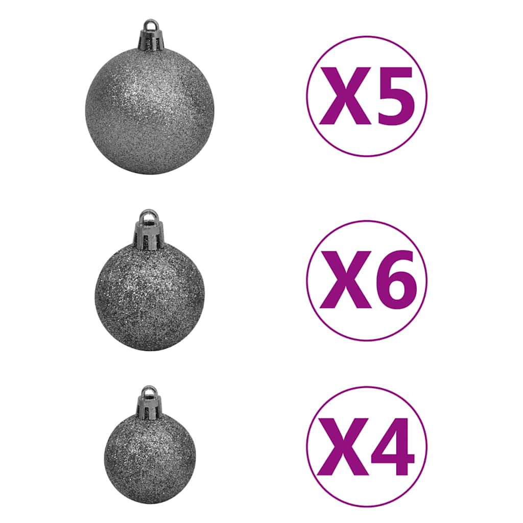 kunstigt juletræ med lys og kuglesæt 120 cm 230 grene