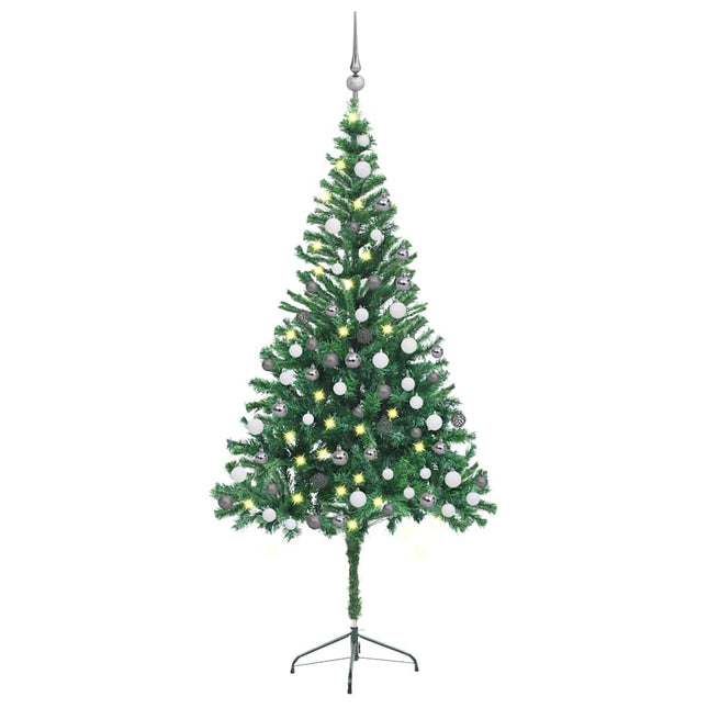 kunstigt juletræ med lys og kuglesæt 180 cm 564 grene
