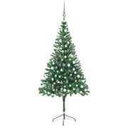 kunstigt juletræ med lys og kuglesæt 180 cm 564 grene