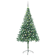 kunstigt juletræ med lys og kuglesæt 210 cm 910 grene