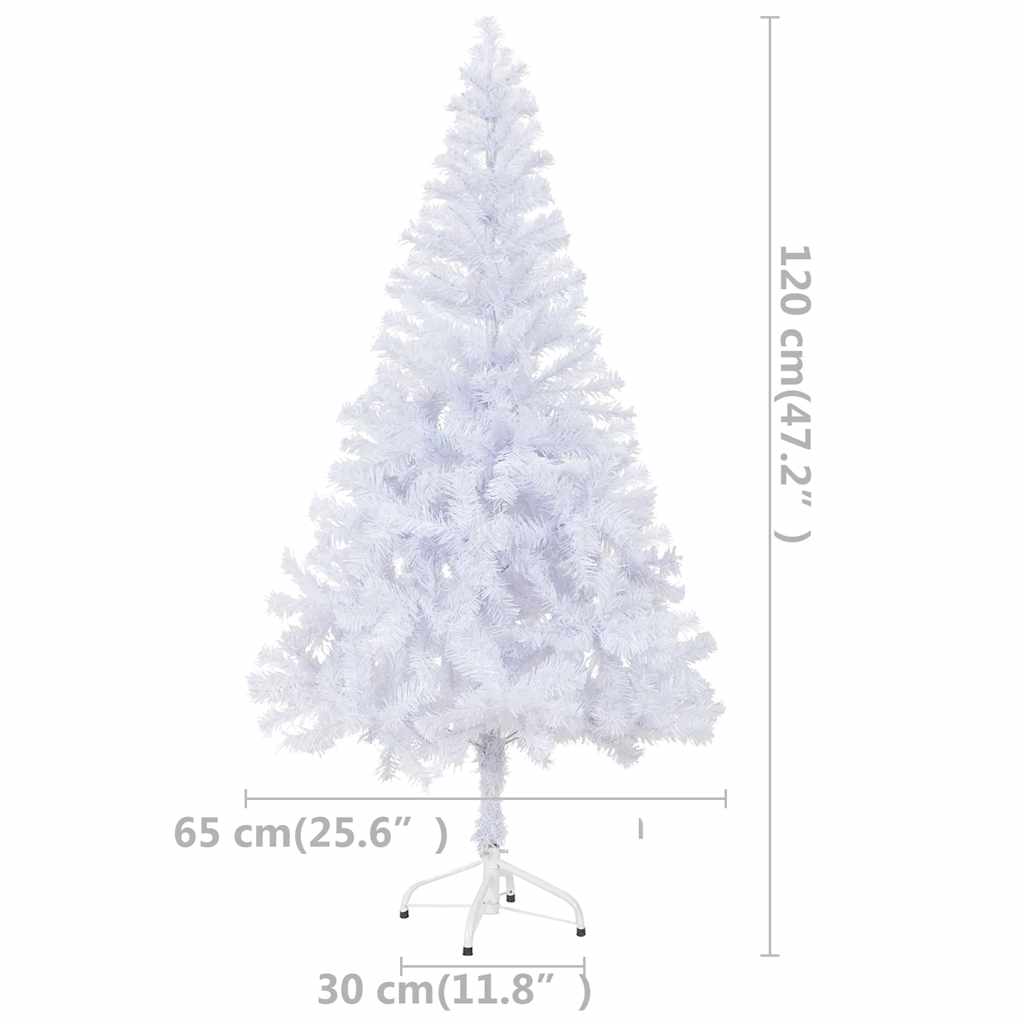 kunstigt juletræ med lys og kuglesæt 120 cm 230 grene