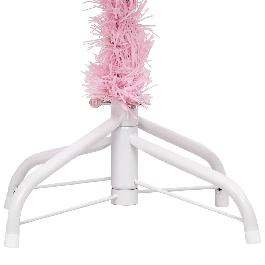 kunstigt juletræ med lys og kuglesæt 120 cm PVC lyserød