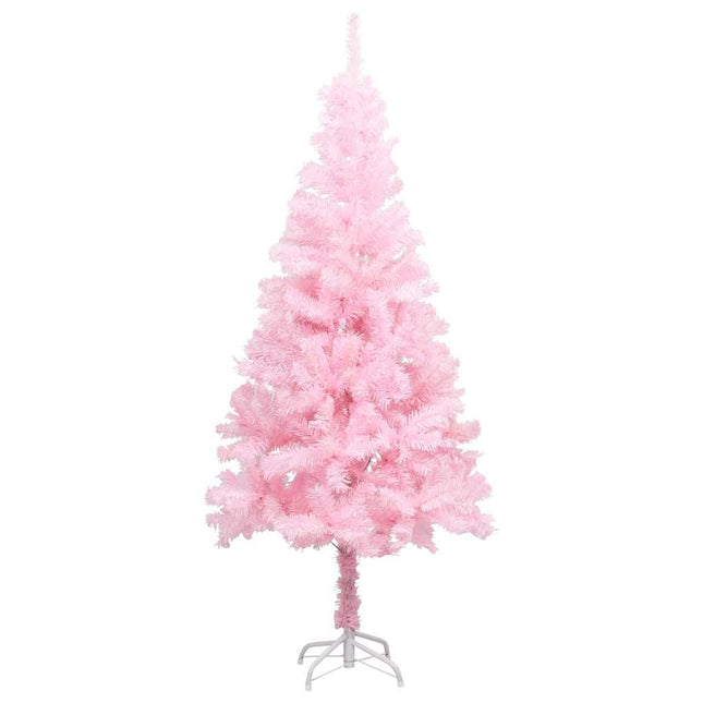 kunstigt juletræ med lys og kuglesæt 150 cm PVC lyserød