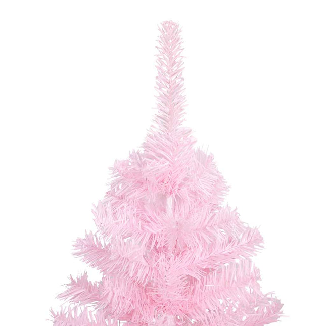 kunstigt juletræ med lys og kuglesæt 180 cm PVC lyserød