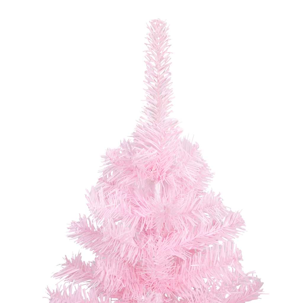 kunstigt juletræ med lys og kuglesæt 180 cm PVC lyserød