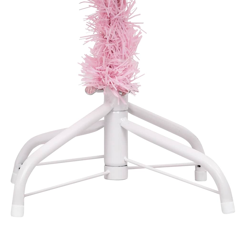 kunstigt juletræ med lys og kuglesæt 180 cm PVC lyserød