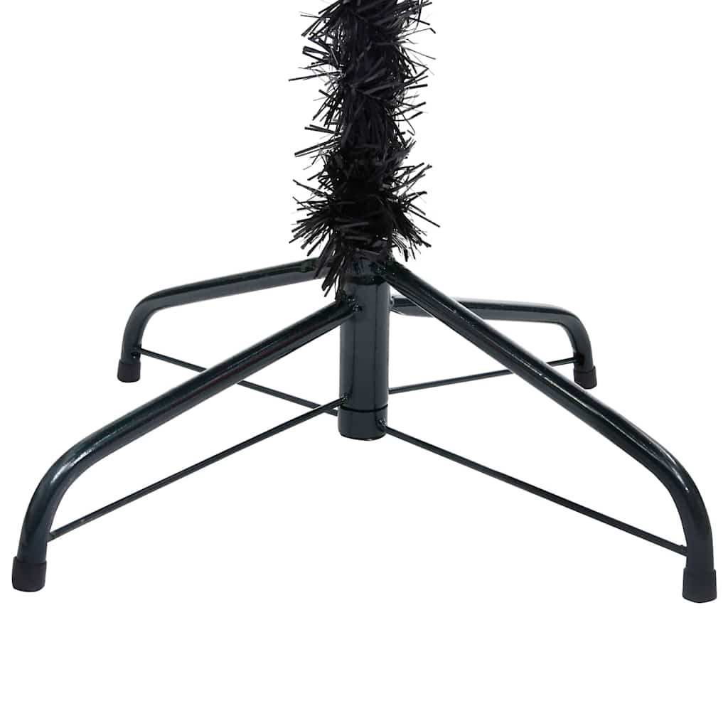 kunstigt juletræ med lys og kuglesæt 120 cm PVC sort