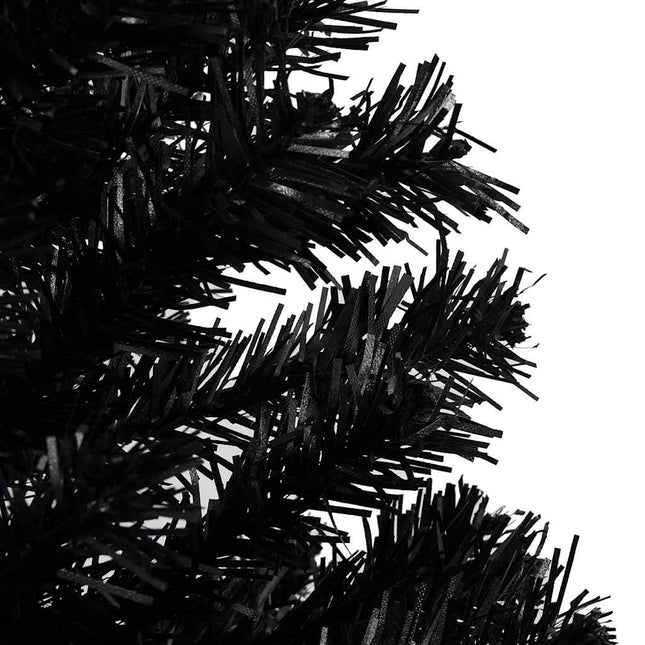 kunstigt juletræ med lys og kuglesæt 150 cm PVC sort