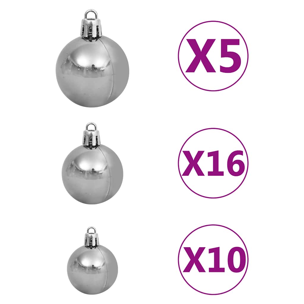 kunstigt juletræ med lys og kuglesæt 210 cm PVC sort