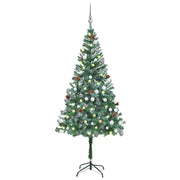 juletræ med lys + julekugler og grankogler 180 cm