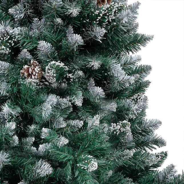 kunstigt juletræ med LED og kuglesæt og fyrrekogler 180 cm