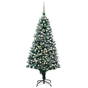 kunstigt juletræ med LED og kuglesæt og fyrrekogler 210 cm