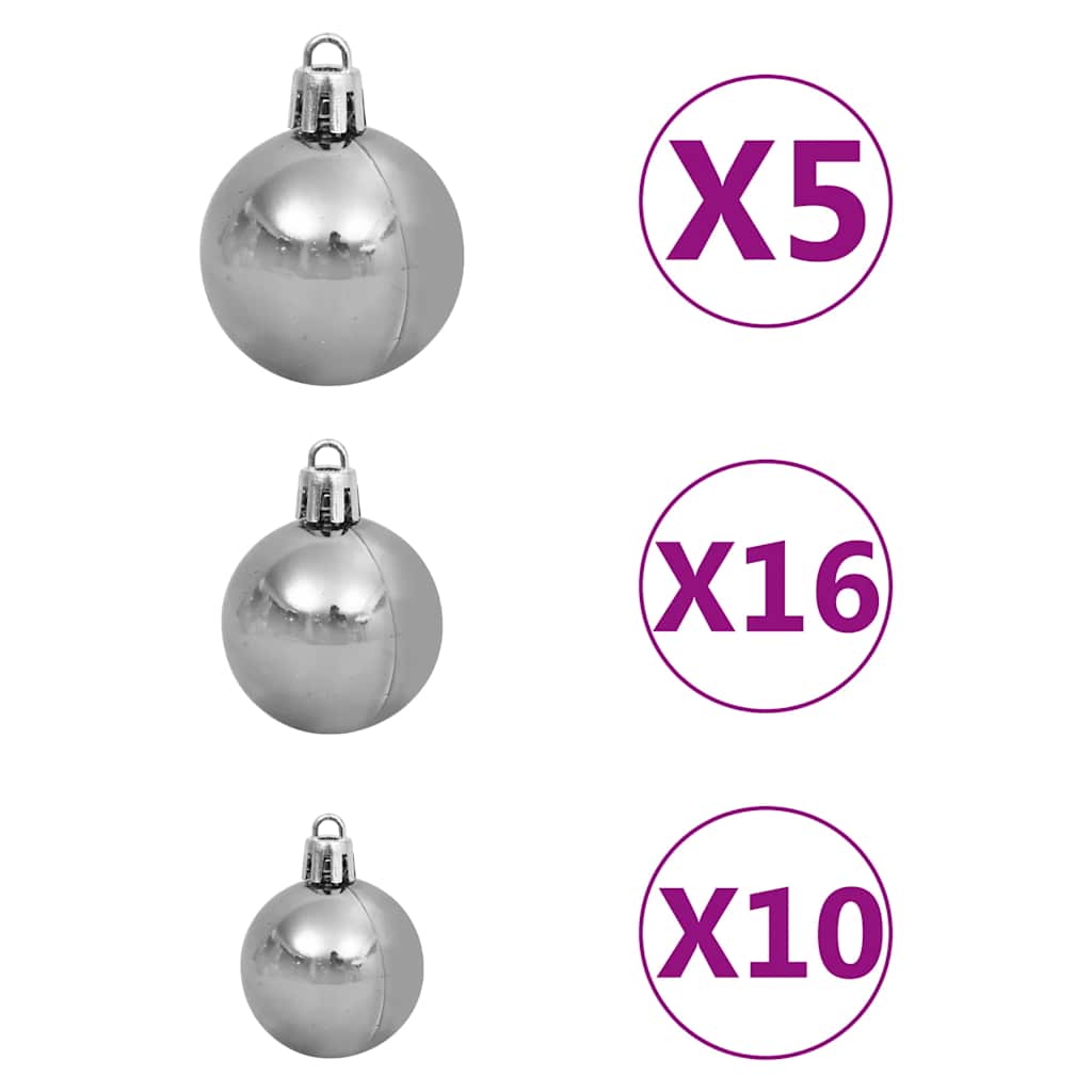 kunstigt juletræ med LED og kuglesæt og fyrrekogler 240 cm