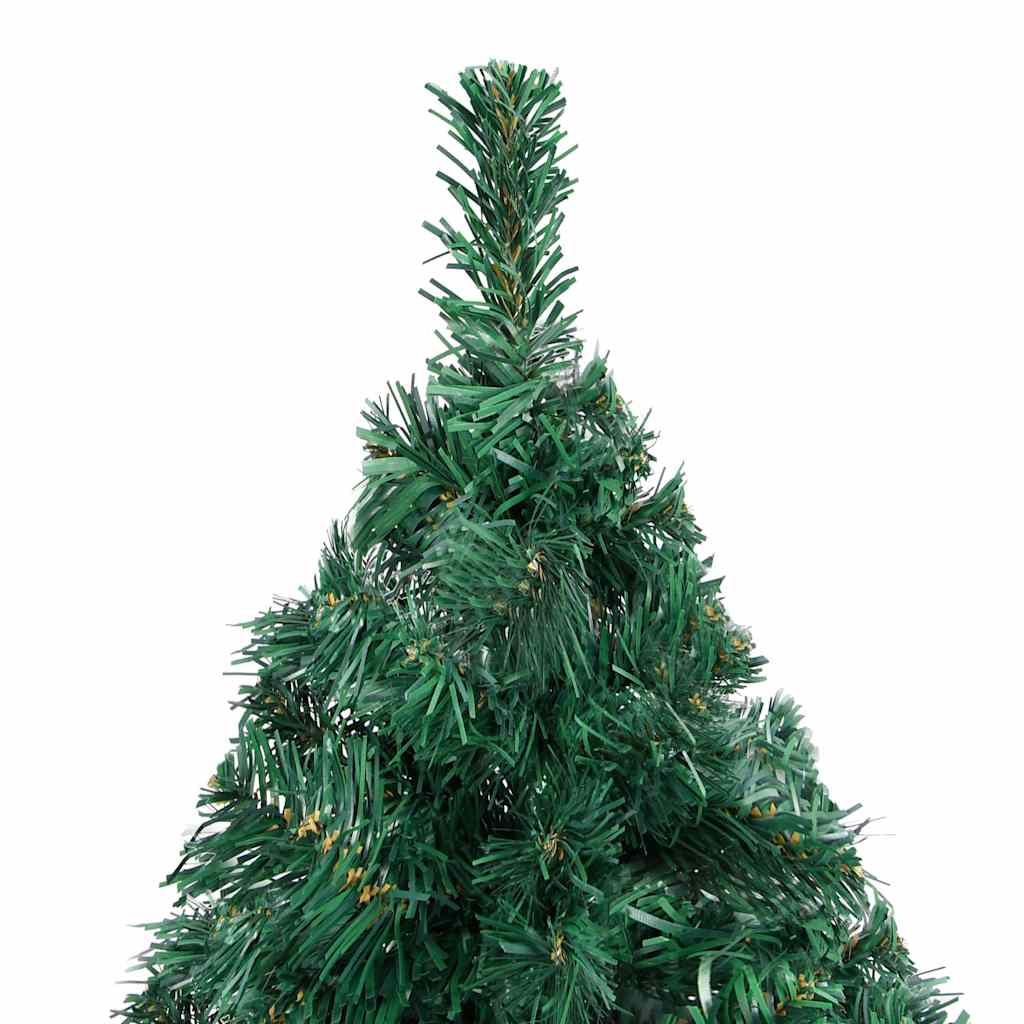 kunstigt juletræ med lys og kuglesæt 150 cm PVC grøn
