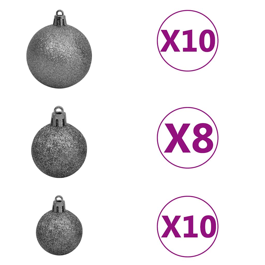 kunstigt juletræ med lys og kuglesæt 210 cm PVC grøn