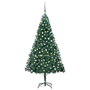 kunstigt juletræ med lys og kuglesæt 240 cm grøn