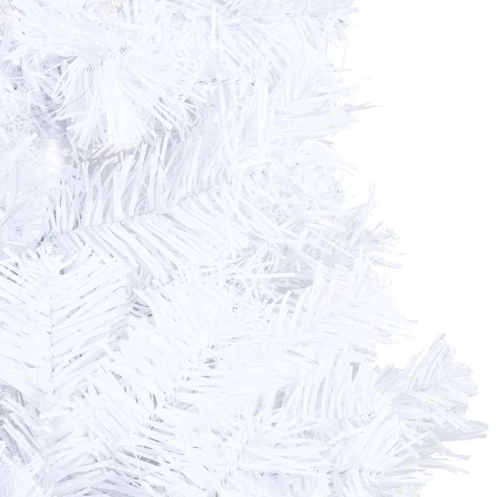 kunstigt juletræ med lys og kuglesæt 150 cm PVC hvid