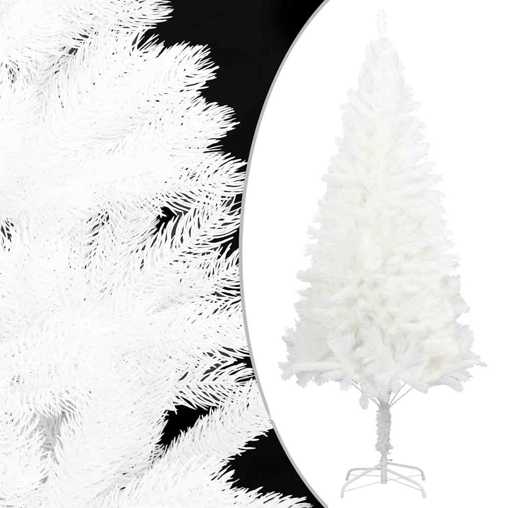 kunstigt juletræ med lys og kuglesæt 210 cm hvid