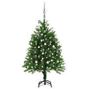 kunstigt juletræ med lys og kuglesæt 120 cm grøn