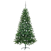 kunstigt juletræ med lys og kuglesæt 180 cm grøn