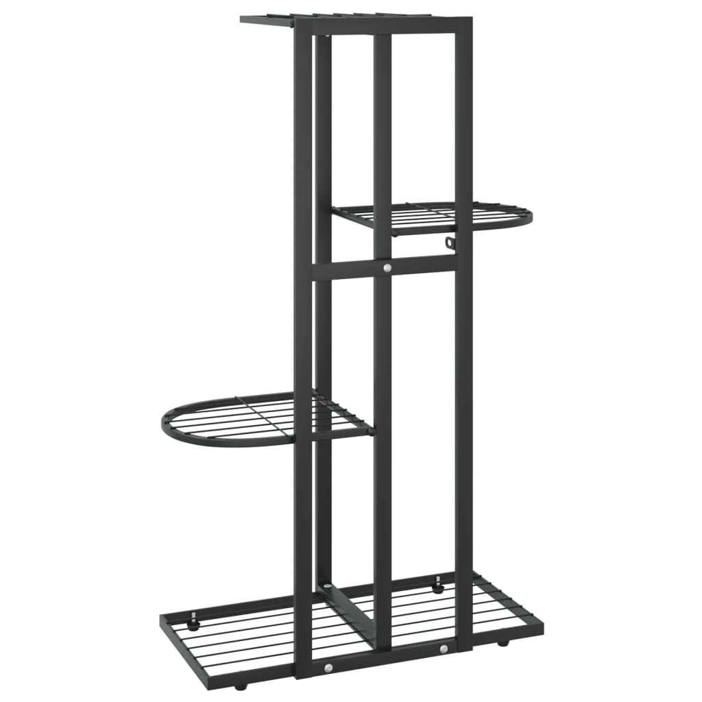 blomsterstativ i 4 niveauer 43x22x76 cm metal sort