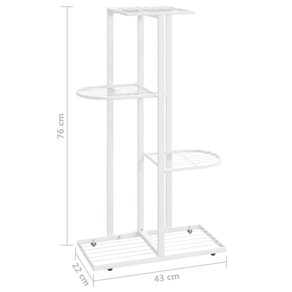 blomsterstativ i 4 niveauer 43x22x76 cm metal hvid