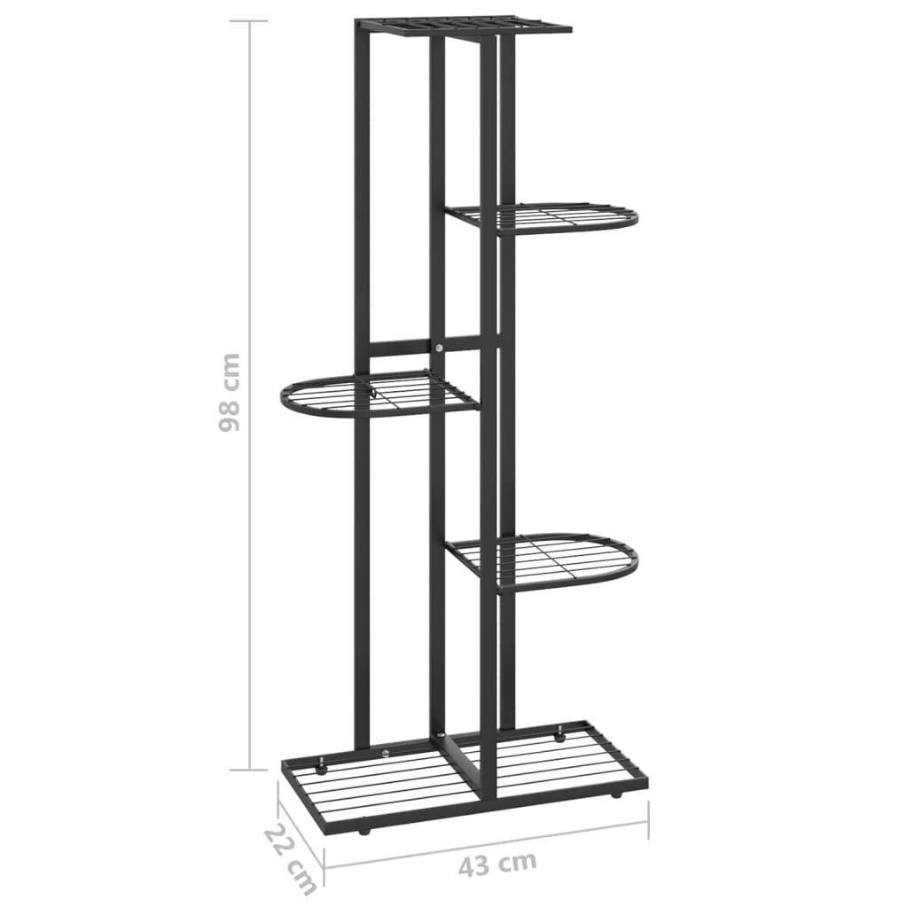 blomsterstativ i 5 niveauer 43x22x98 cm metal sort