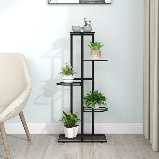 blomsterstativ i 5 niveauer 43x22x98 cm metal sort