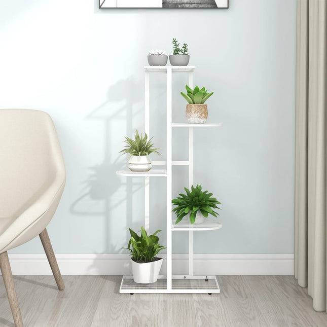 blomsterstativ i 5 niveauer 43x22x98 cm metal hvid