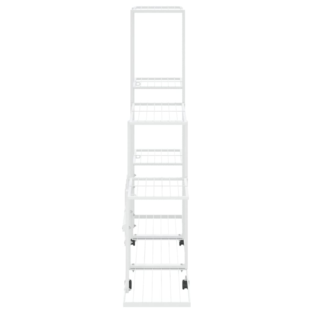 blomsterstativ med hjul 94,5x25x92,5 cm metal hvid