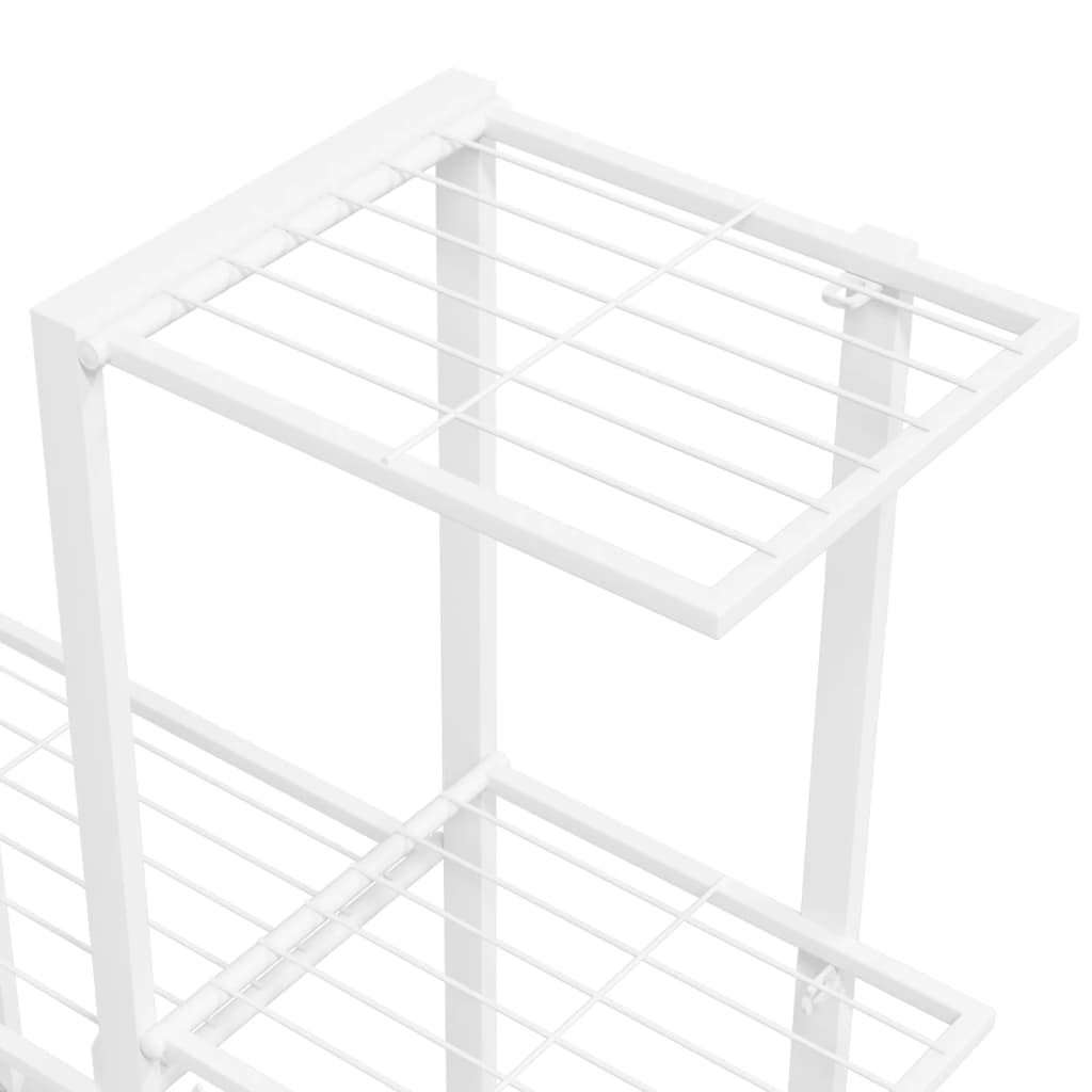 blomsterstativ med hjul 94,5x25x92,5 cm metal hvid