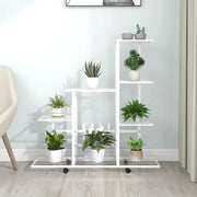 blomsterstativ med hjul 94,5x25x92,5 cm metal hvid