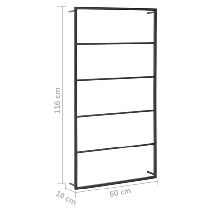 håndklædeholder 60x10x116 cm stål sort