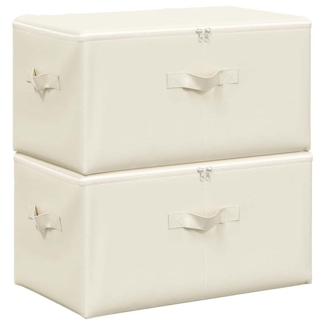 opbevaringskasser 2 stk. 43x34x23 cm stof cremefarvet