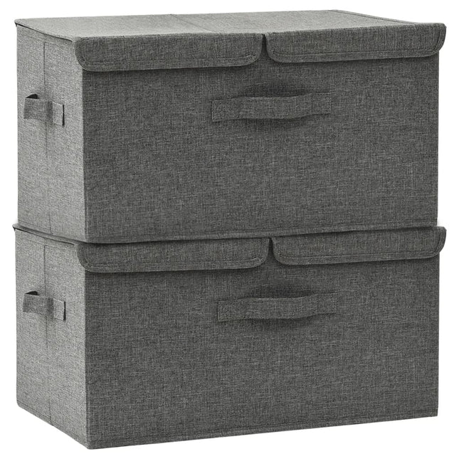 opbevaringskasser 2 stk. 50x30x25 cm stof antracitgrå