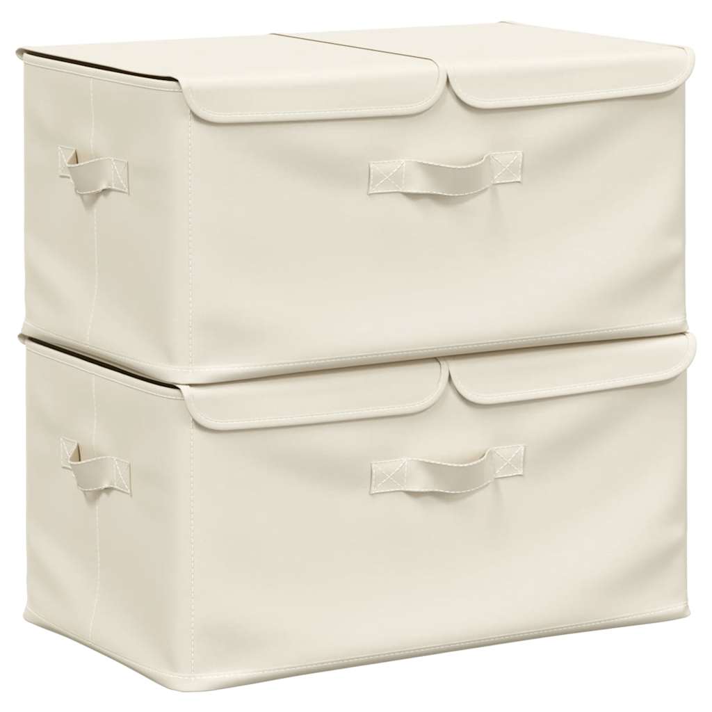 opbevaringskasser 2 stk. 50x30x25 cm stof cremefarvet