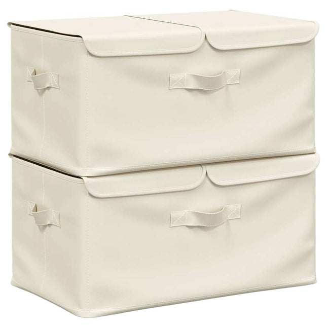 opbevaringskasser 2 stk. 50x30x25 cm stof cremefarvet